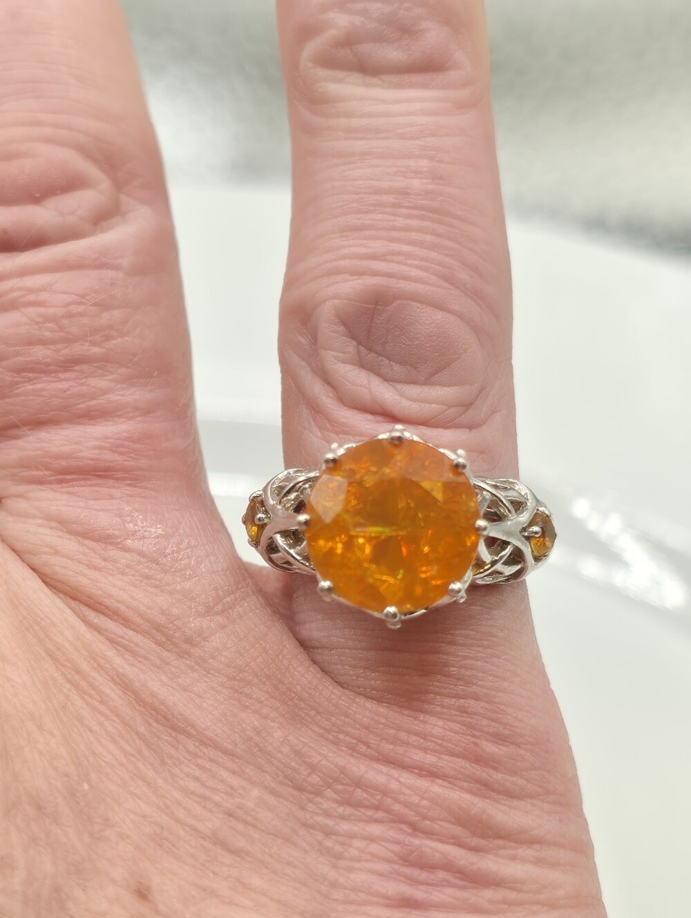 Rare Victoria Wieck Vivid Rutilated Orange Citrine Ring - Picture 6 of 10